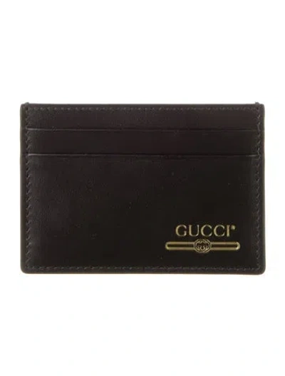 Pre-owned Gucci Interlocking G Logo Leather Card Holder In Black