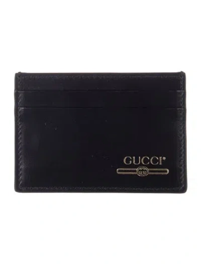 Pre-owned Gucci Interlocking G Logo Leather Card Holder In Black