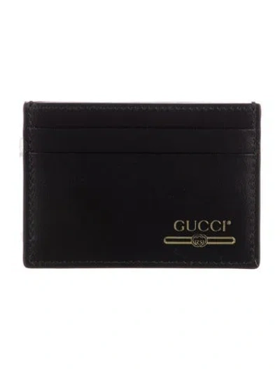 Pre-owned Gucci Interlocking G Logo Leather Card Holder In Black