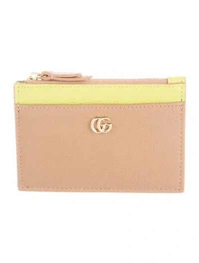 Pre-owned Gucci Interlocking G Logo Leather Card Holder In Neutrals