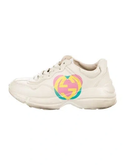 Pre-owned Gucci Interlocking G Logo Leather Chunky Sneakers In Neutral