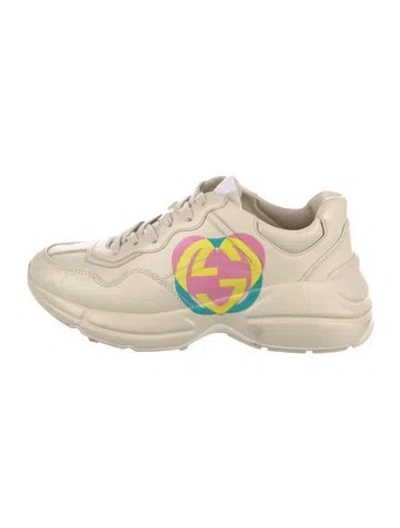 Pre-owned Gucci Interlocking G Logo Leather Chunky Sneakers In Neutral