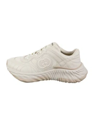 Pre-owned Gucci Interlocking G Logo Leather Chunky Sneakers W/ Tags In Neutrals