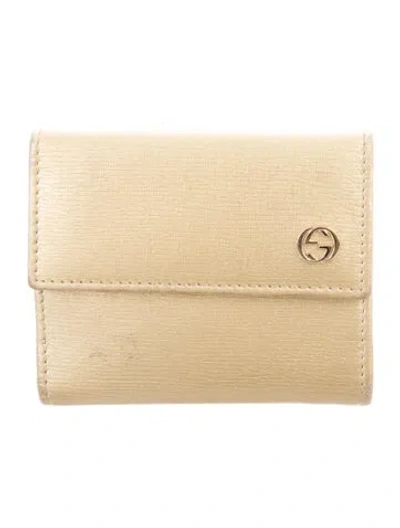 Pre-owned Gucci Interlocking G Logo Leather Compact Wallet