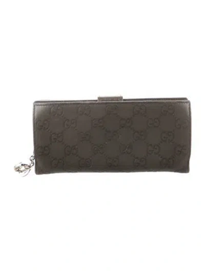 Pre-owned Gucci Interlocking G Logo Leather Continental Wallet In Brown