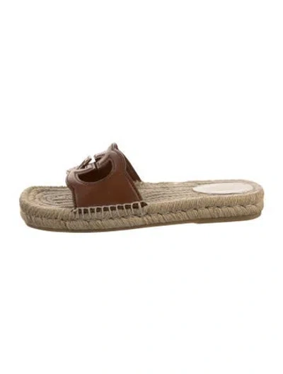 Pre-owned Gucci Interlocking G Logo Leather Espadrilles In Brown
