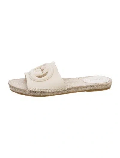 Pre-owned Gucci Interlocking G Logo Leather Espadrilles In Neutral