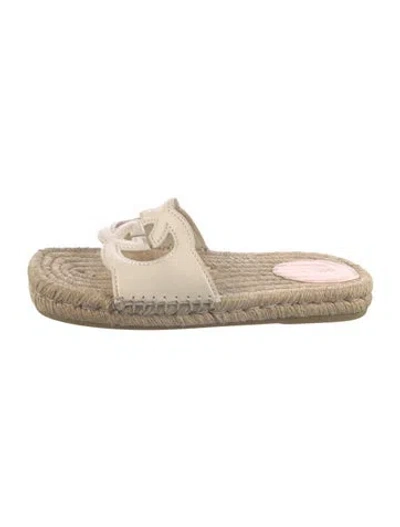 Pre-owned Gucci Interlocking G Logo Leather Espadrilles In Neutral