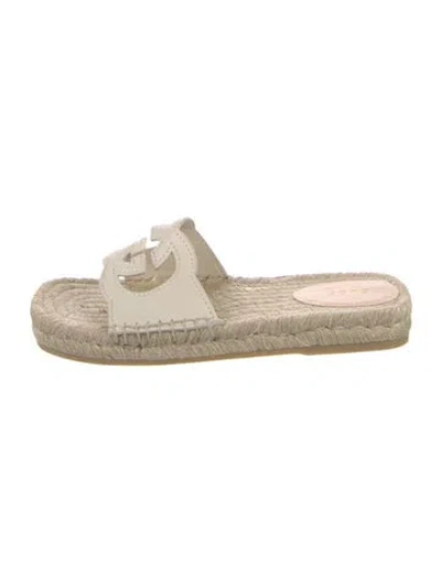 Pre-owned Gucci Interlocking G Logo Leather Espadrilles In Neutral