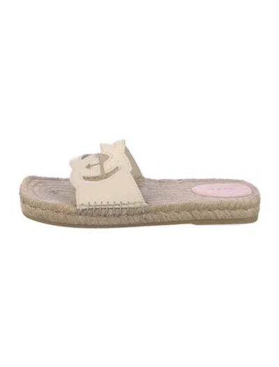 Pre-owned Gucci Interlocking G Logo Leather Espadrilles In White