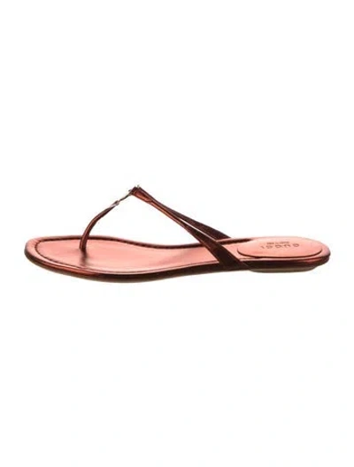 Pre-owned Gucci Interlocking G Logo Leather Flip Flops