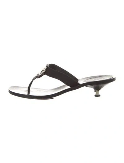 Pre-owned Gucci Interlocking G Logo Leather Flip Flops In Black