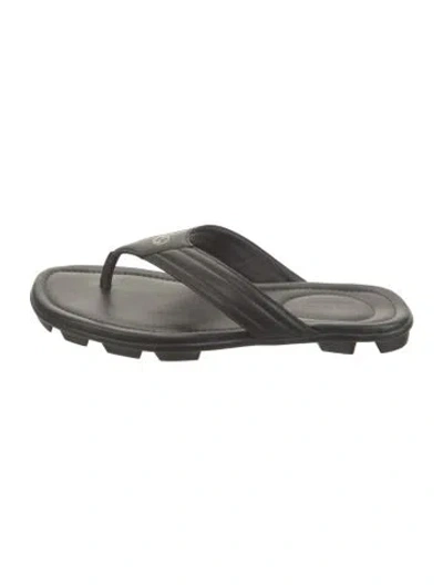 Pre-owned Gucci Interlocking G Logo Leather Flip Flops In Black