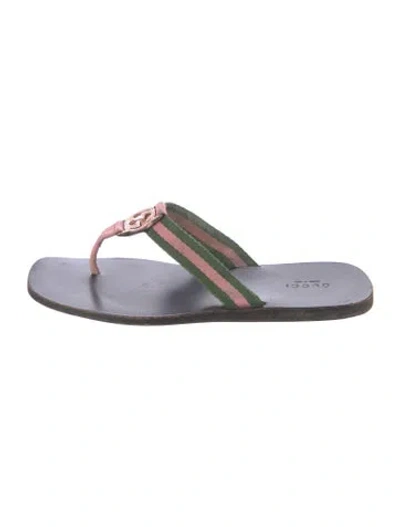Pre-owned Gucci Interlocking G Logo Leather Flip Flops In Multicolor