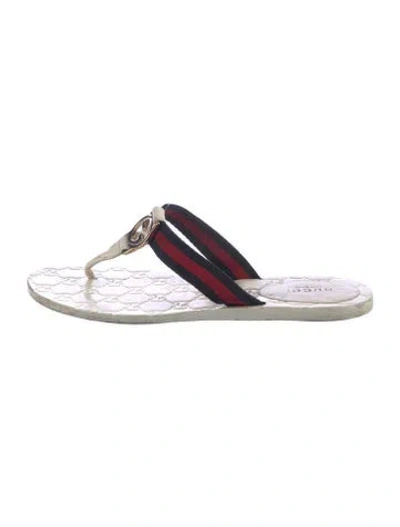 Pre-owned Gucci Interlocking G Logo Leather Flip Flops In Multicolor