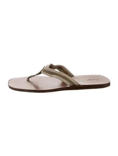 Pre-owned Gucci Interlocking G Logo Leather Flip Flops In Neutral