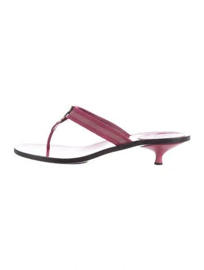 Pre-owned Gucci Interlocking G Logo Leather Flip Flops In Pink