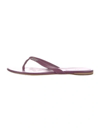 Pre-owned Gucci Interlocking G Logo Leather Flip Flops In Purple