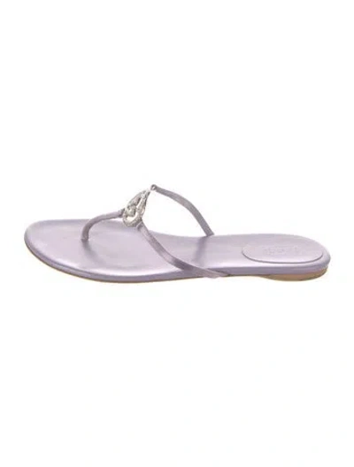 Pre-owned Gucci Interlocking G Logo Leather Flip Flops In Purple