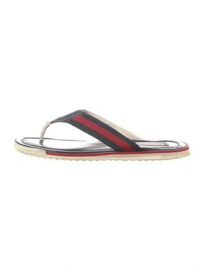 Pre-owned Gucci Interlocking G Logo Leather Flip Flops In Red