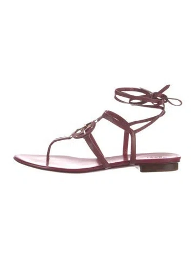 Pre-owned Gucci Interlocking G Logo Leather Gladiator Sandals W/ Tags In Pink