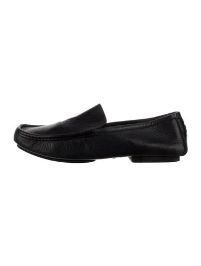 Pre-owned Gucci Interlocking G Logo Leather Loafers In Black
