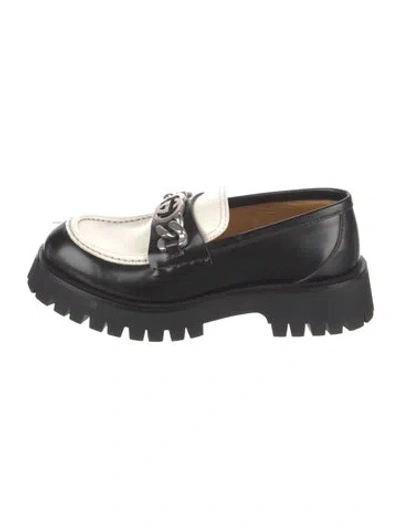 Pre-owned Gucci Interlocking G Logo Leather Loafers In Black