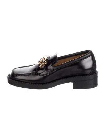 Pre-owned Gucci Interlocking G Logo Leather Loafers In Black