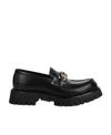 Gucci Interlocking G Logo Leather Loafers In Black