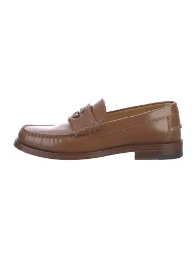 Pre-owned Gucci Interlocking G Logo Leather Loafers In Brown