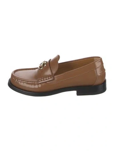 Pre-owned Gucci Interlocking G Logo Leather Loafers In Brown