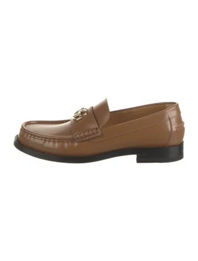 Pre-owned Gucci Interlocking G Logo Leather Loafers In Brown