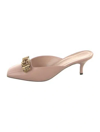 Pre-owned Gucci Interlocking G Logo Leather Mules In Pink
