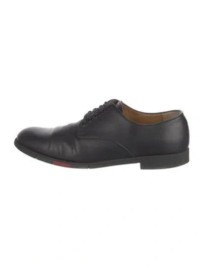 Pre-owned Gucci Interlocking G Logo Leather Oxfords In Black