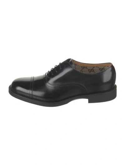 Pre-owned Gucci Interlocking G Logo Leather Oxfords W/ Tags In Black