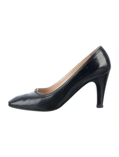 Pre-owned Gucci Interlocking G Logo Leather Pumps In Blue