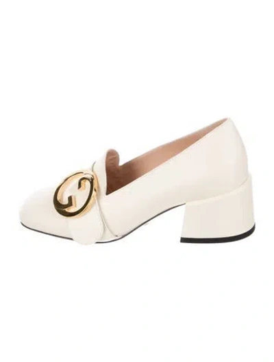Pre-owned Gucci Interlocking G Logo Leather Pumps In Neutral