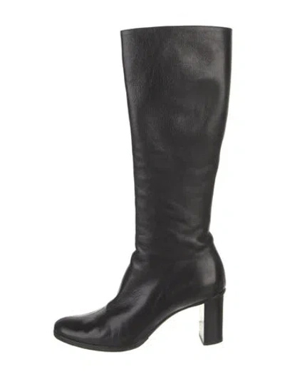 Pre-owned Gucci Interlocking G Logo Leather Riding Boots In Black