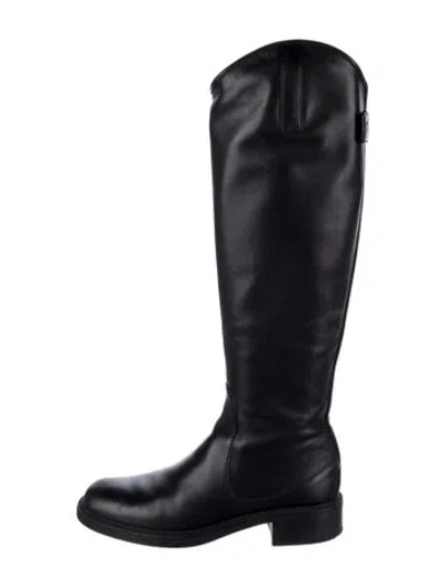 Pre-owned Gucci Interlocking G Logo Leather Riding Boots In Black