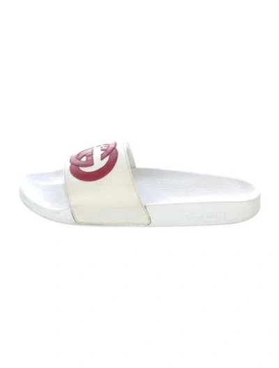 Pre-owned Gucci Interlocking G Logo Leather Slides In Multi