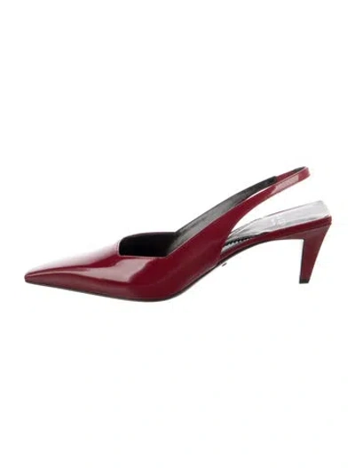 Pre-owned Gucci Interlocking G Logo Leather Slingback Pumps W/ Tags In Burgundy
