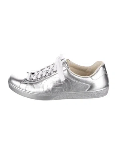 Pre-owned Gucci Interlocking G Logo Leather Sneakers