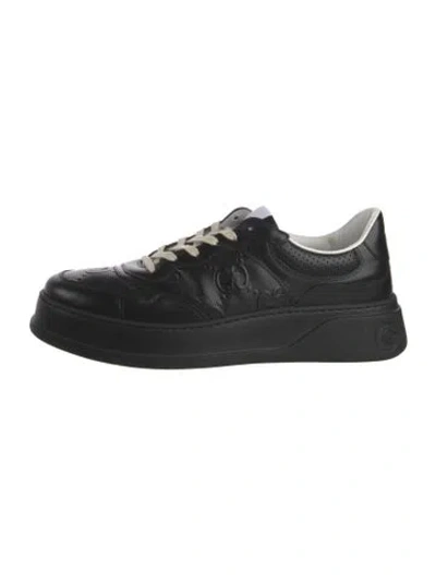 Pre-owned Gucci Interlocking G Logo Leather Sneakers In Black