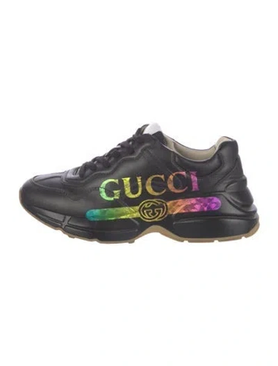 Pre-owned Gucci Interlocking G Logo Leather Sneakers In Black