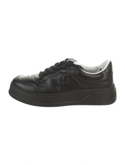 Pre-owned Gucci Interlocking G Logo Leather Sneakers In Black