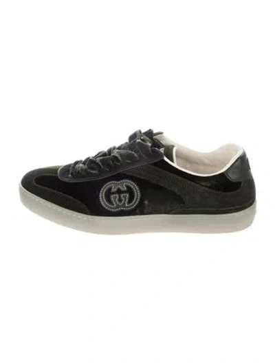 Pre-owned Gucci Interlocking G Logo Leather Sneakers In Black