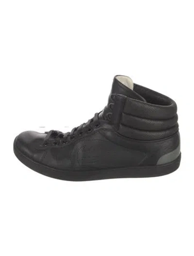 Pre-owned Gucci Interlocking G Logo Leather Sneakers In Black