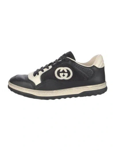 Pre-owned Gucci Interlocking G Logo Leather Sneakers In Black