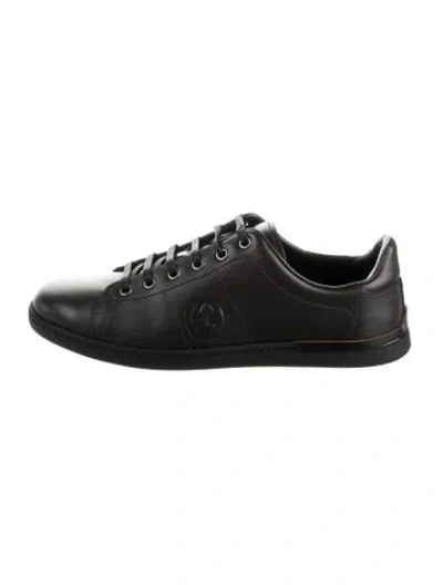 Pre-owned Gucci Interlocking G Logo Leather Sneakers In Brown