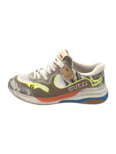Pre-owned Gucci Interlocking G Logo Leather Sneakers In Brown